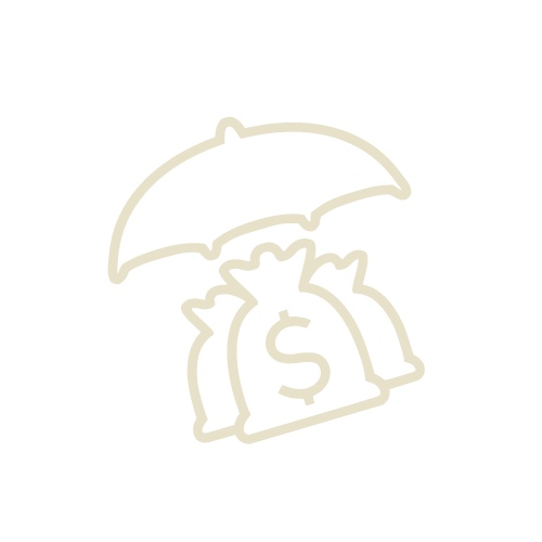 שקים עם כספים וסמל דולר מתחת למטריה מייצגים תהליך גילוי סימנים מחשידים לכך שנעשית מעילה בעט חקירות מעילה בכספים או באמון מטעם חברת עוגן